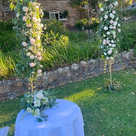 Gold floral stand