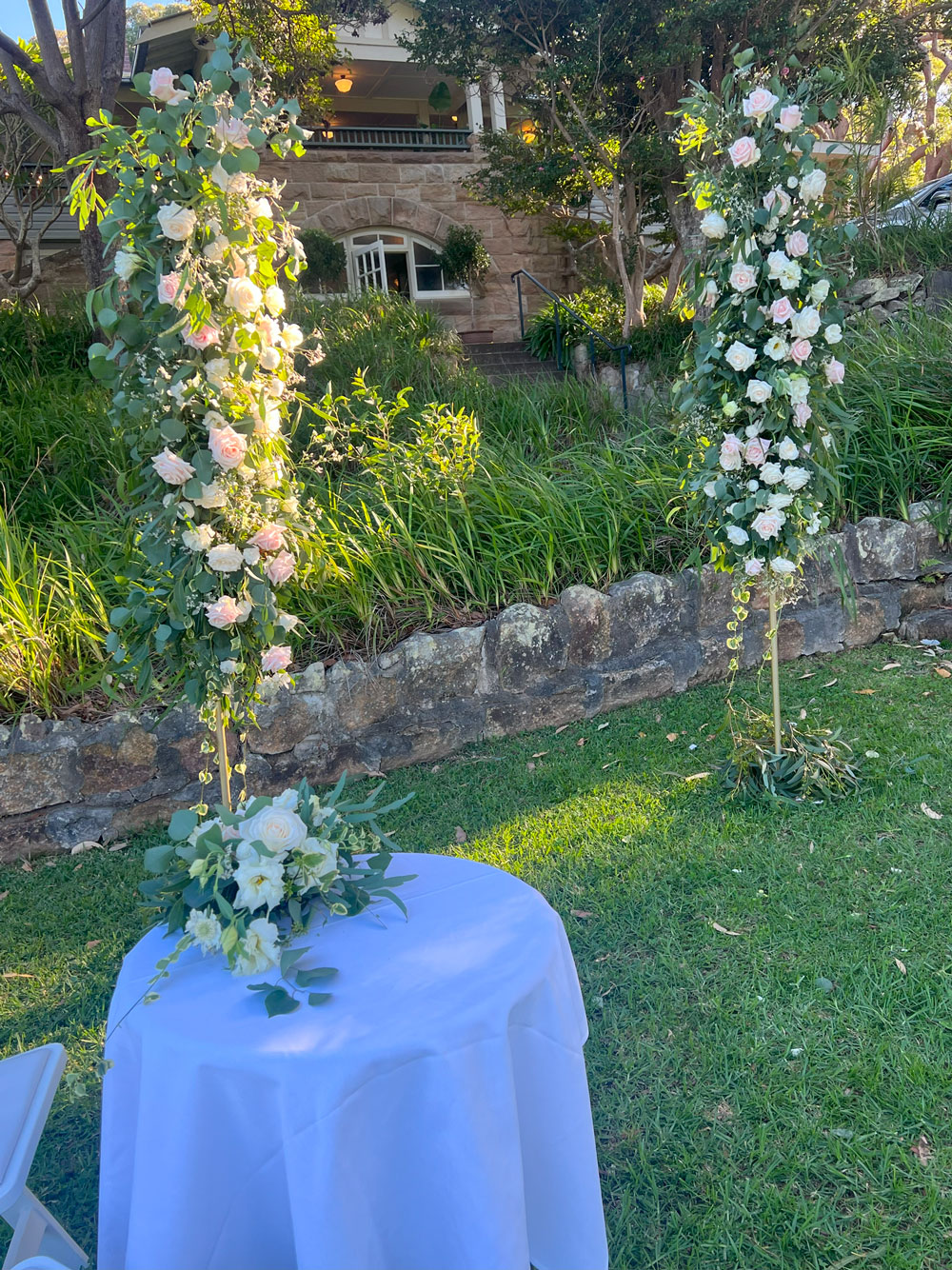 Gold floral stand